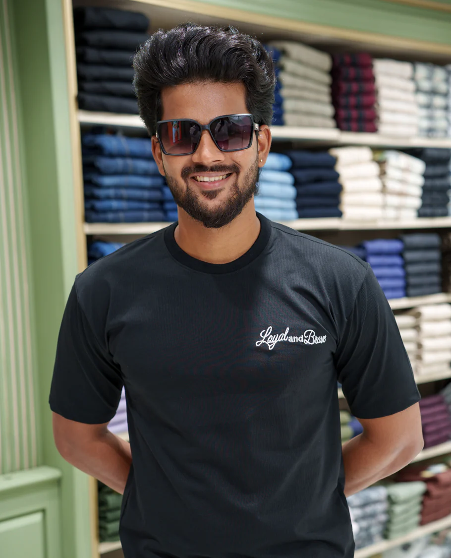 Black Cotton-Blended T-shirt, Comes with a Unique Back Print, Half-sleeves, Crew Neck, Oversized Fit, and Regular Length - Image 5