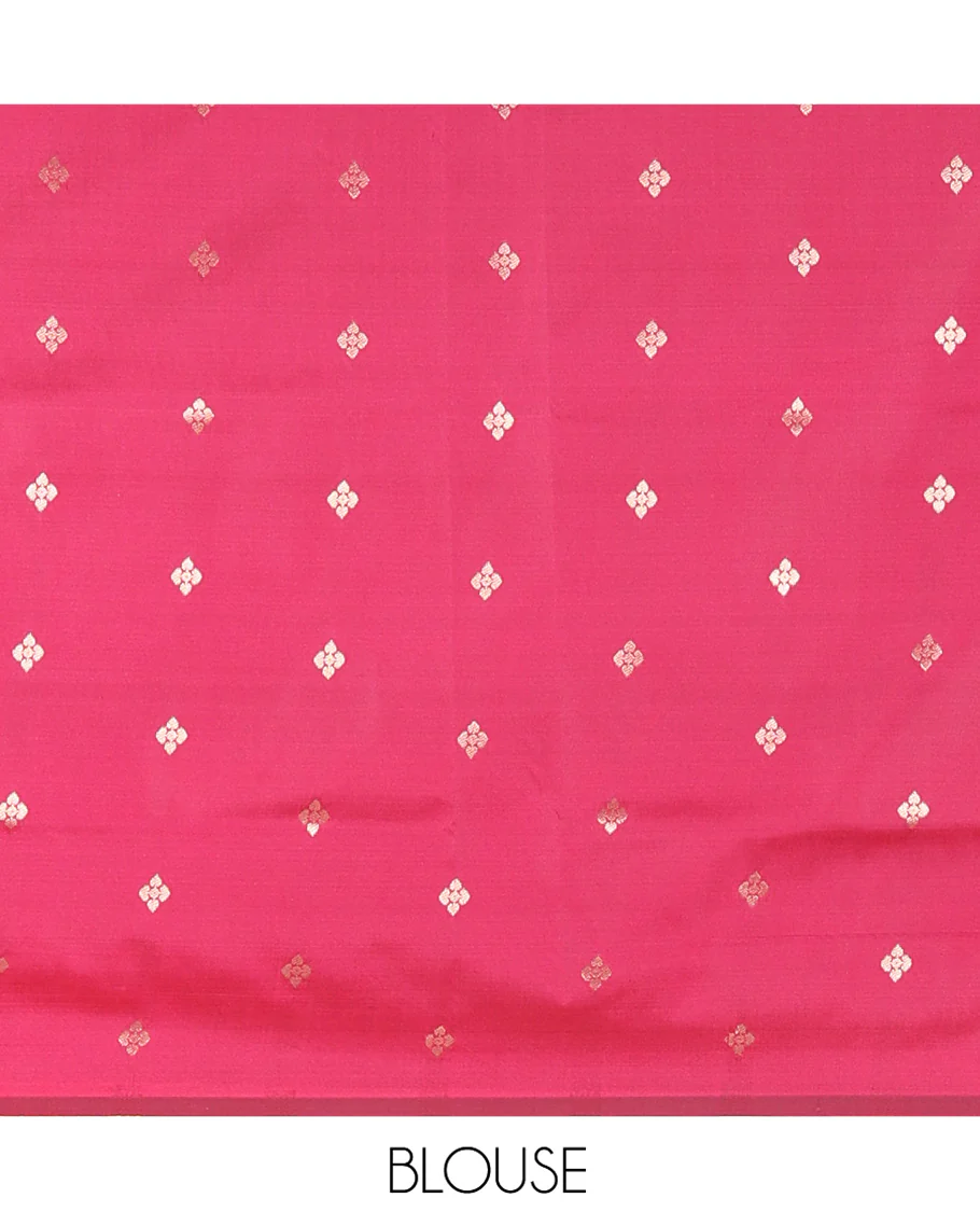 Black Elite Soft Silk Saree, Highlighted by Zari Buttas All Over Its Body, Complemented by Contrast Border Steeped with Geometric Patterns, Grand Pallu, and Paired with a Contrast Blouse - Image 4