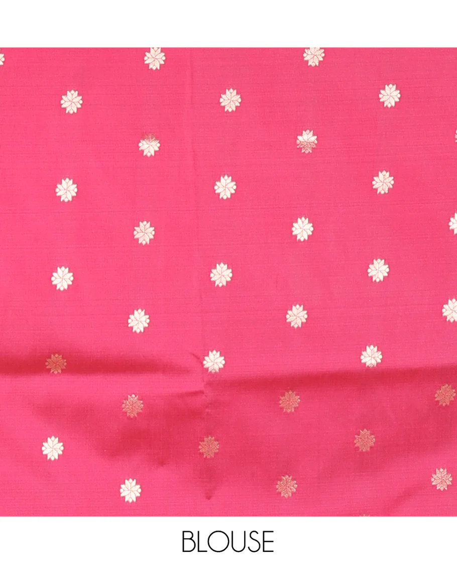 Black Elite Soft Silk Saree, Woven with Zari Buttas on Its Body, Complemented by a Contrast Peacock-Floral Zari Blouse, Intricately Designed Pallu, and Paired with a Contrast Blouse - Image 4