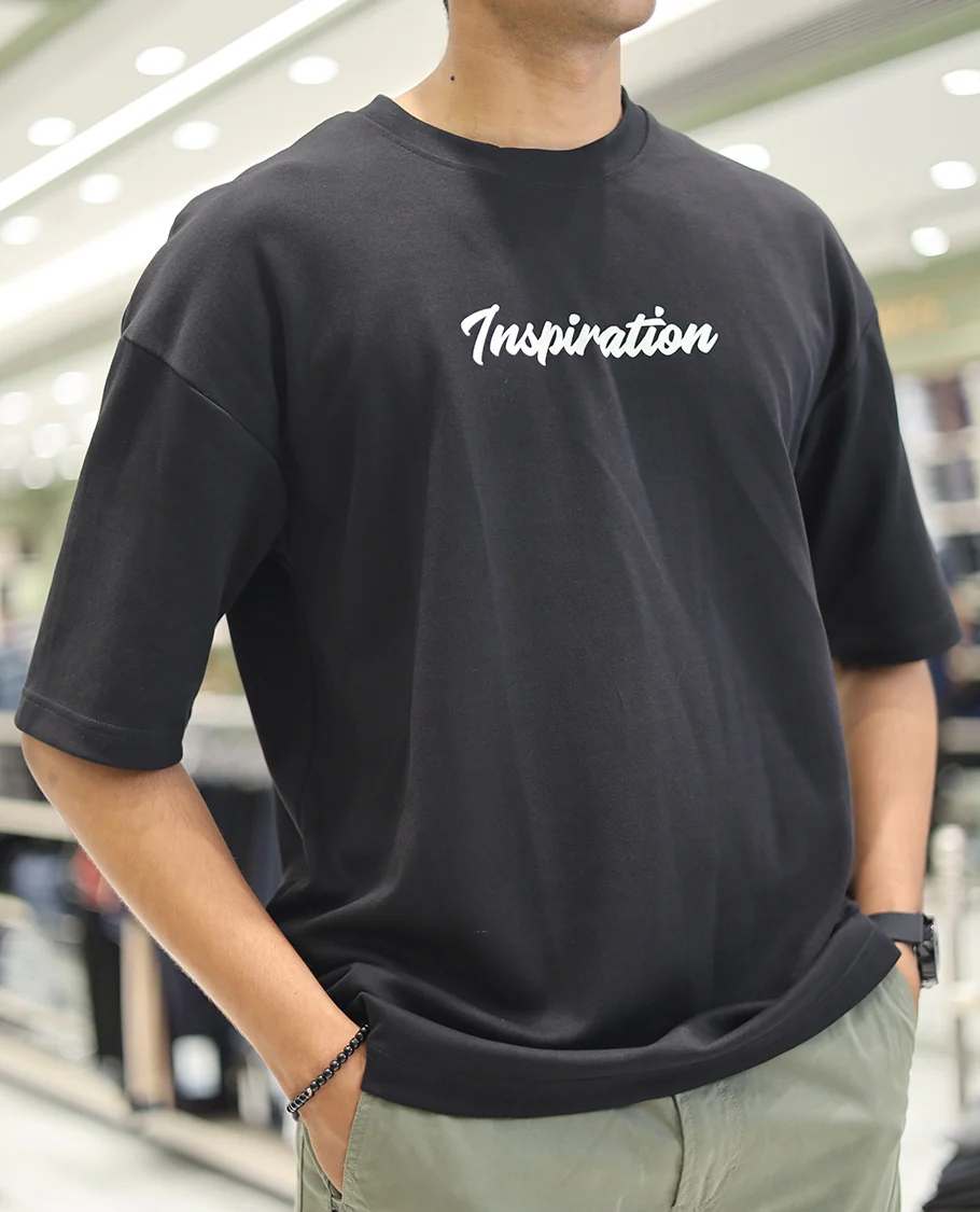Black Glow in the Dark Cotton-Blended T-Shirt, Adorned with Colorful Cartoon Motifs Print, Comes with a Crew Neck, Half-Sleeves, Oversized Fit, and Long Length - Image 5