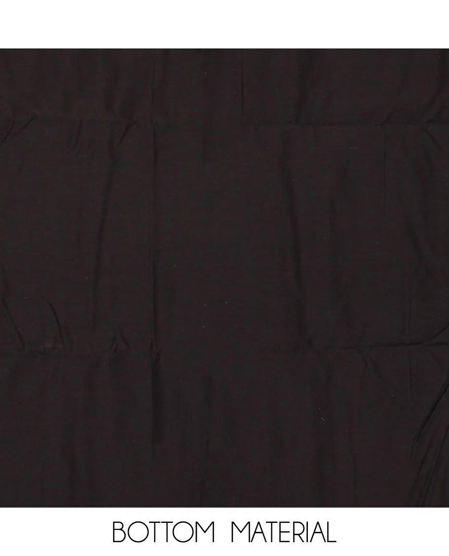Black Material Chudidar Set, Spotlighted with Floral Printed Cotton Top, a Plain Cotton Bottom, and Paired with a Ajrakh Printed Cotton Dupatta - Image 3