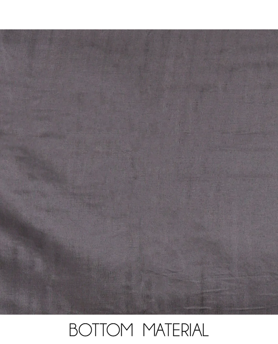 Black Semi-Silk Material Chudidar Set, Adorned with Pom-Pom Necklined Top, a Plain Santoon Bottom, and Paired Floral Zari Woven Semi-Silk Dupatta - Image 5