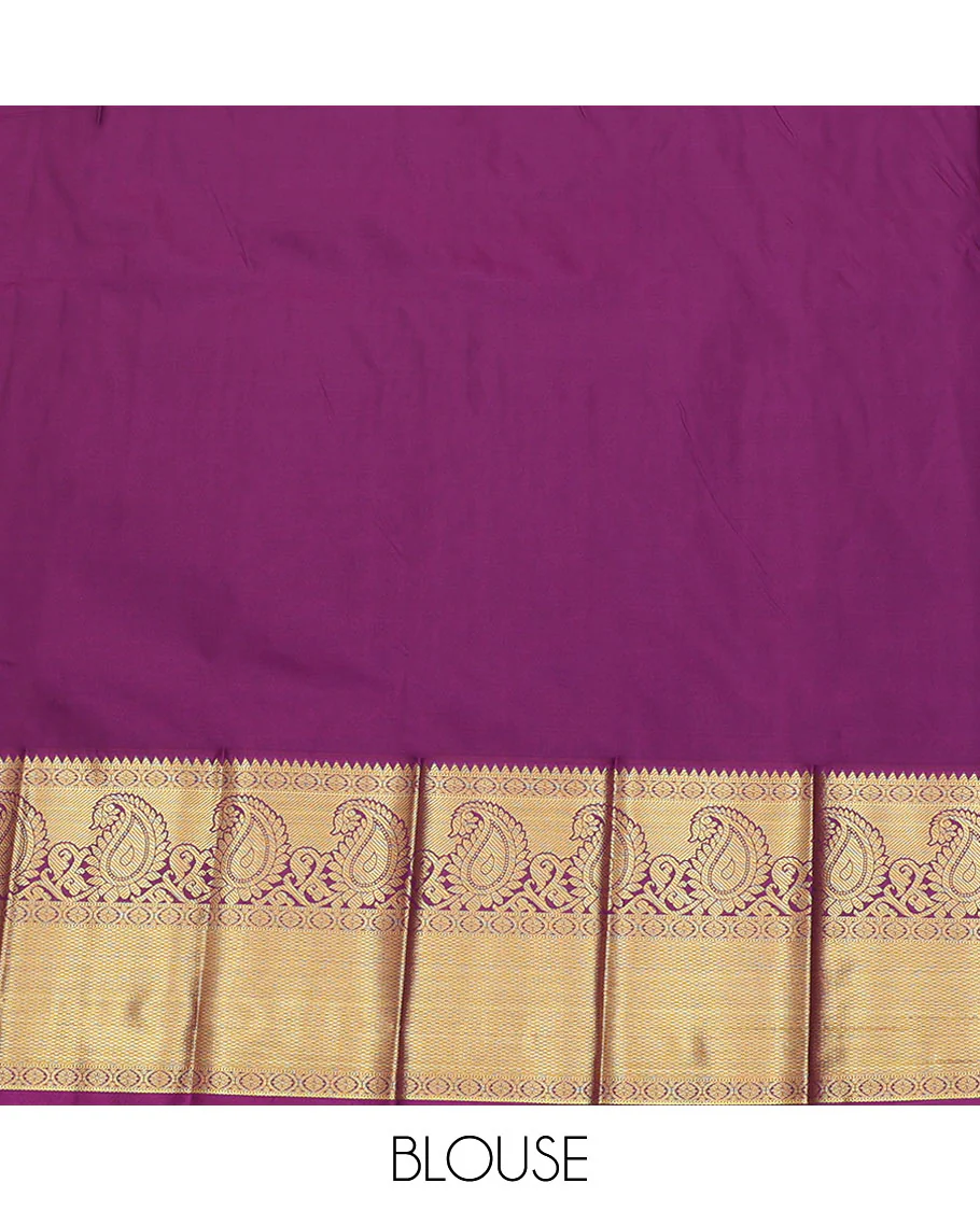 Blue Budget Silk Saree, Accentuated with Triangle Buttas All Over Its Body, Complemented by a Contrast Traditional Zari Design Border, Grand Jaal Pallu, and Paired with a Contrast Blouse - Image 4
