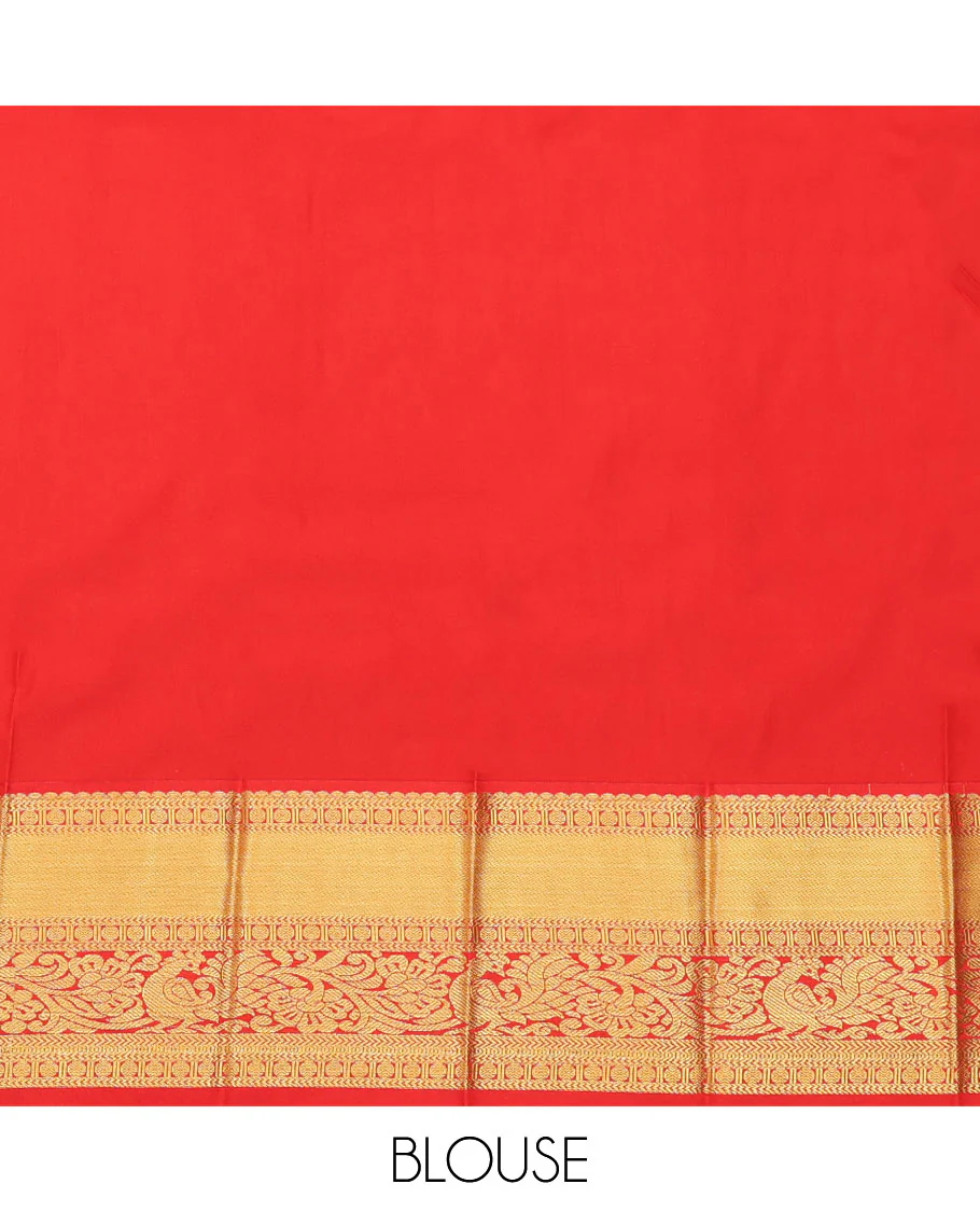 Blue Budget Silk Saree, Accentuated with Zari Buttas All Over Its Body, Complemented by a Contrast Traditional Zari Design Border, Grand Pallu, and Paired with a Contrast Blouse - Image 4