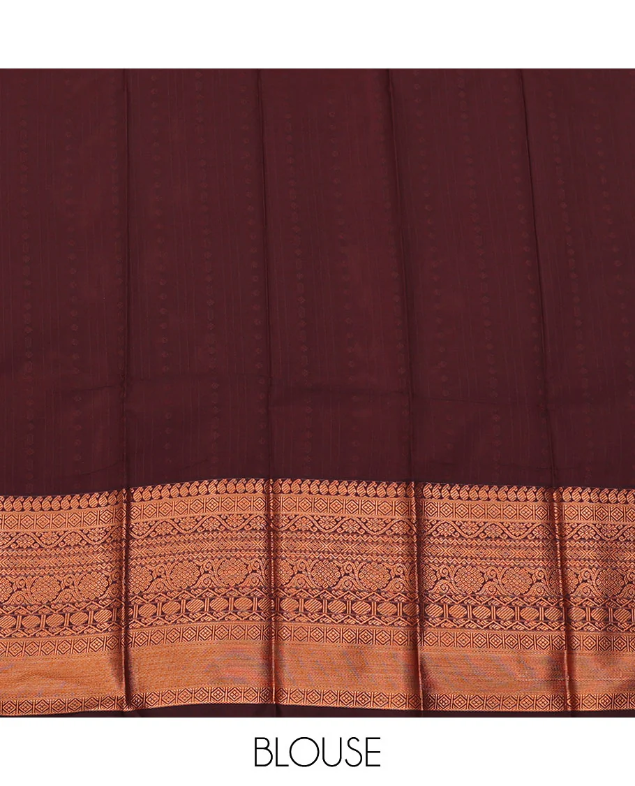 Blue Budget Silk Saree, Adorned with Buttas and Stripes All Over Its Body, Complemented by a Contrast Traditional Zari Design Border, Grand Pallu, and Paired with a Contrast Blouse - Image 4
