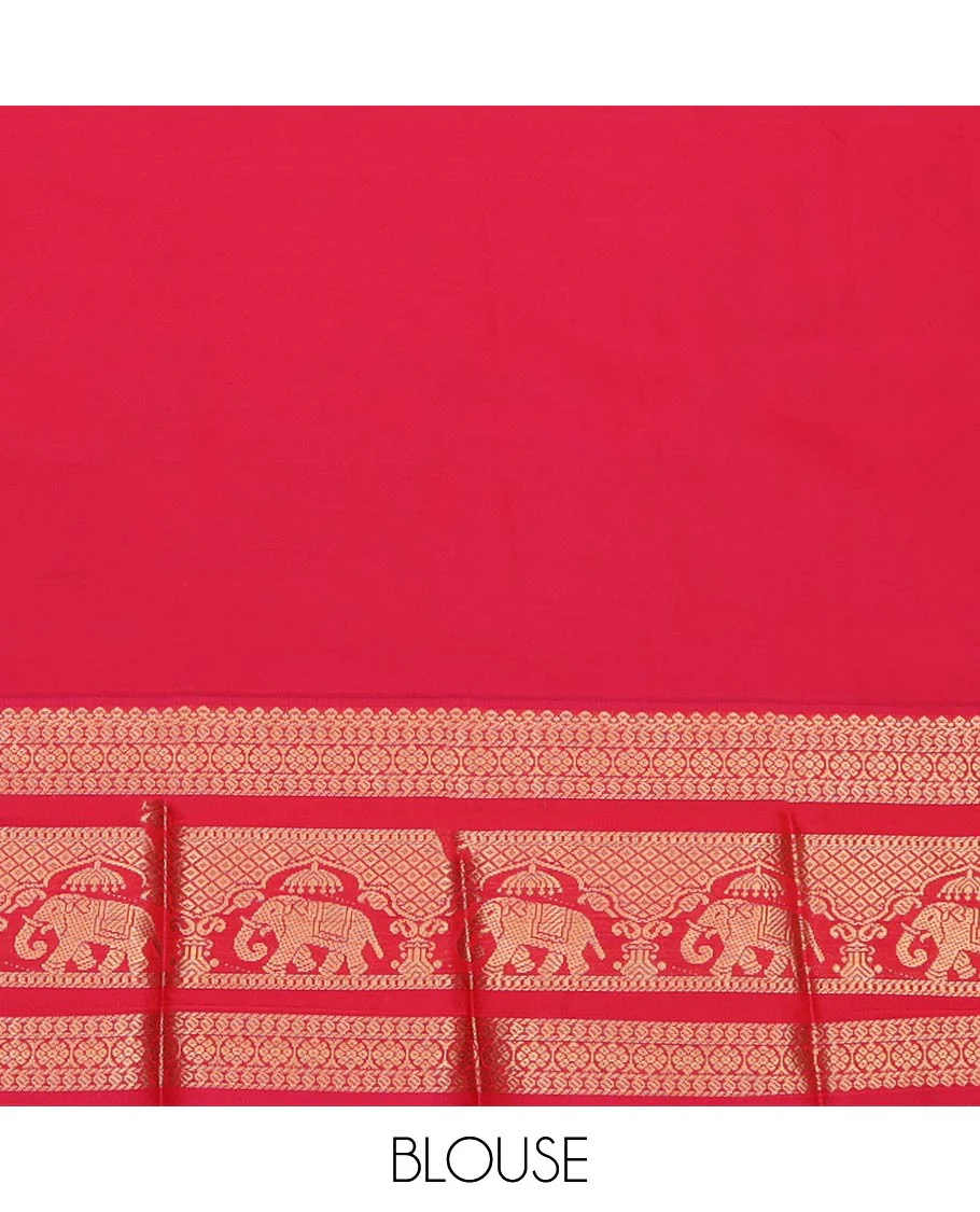 Blue Budget Silk Saree, Adorned with Zari Buttas All Over Its Body, Complemented by a Contrast Traditional Zari Design Border, Grand Pallu of Jaal Designs, and Paired with a Contrast Blouse - Image 4