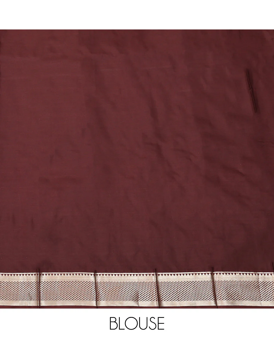 Blue Budget Silk Saree, Adorned with Zari Buttas All Over Its Body, Complemented by Contrast Traditional Zari Designs Woven Border, Grand Pallu, and Paired with a Contrast Blouse - Image 4