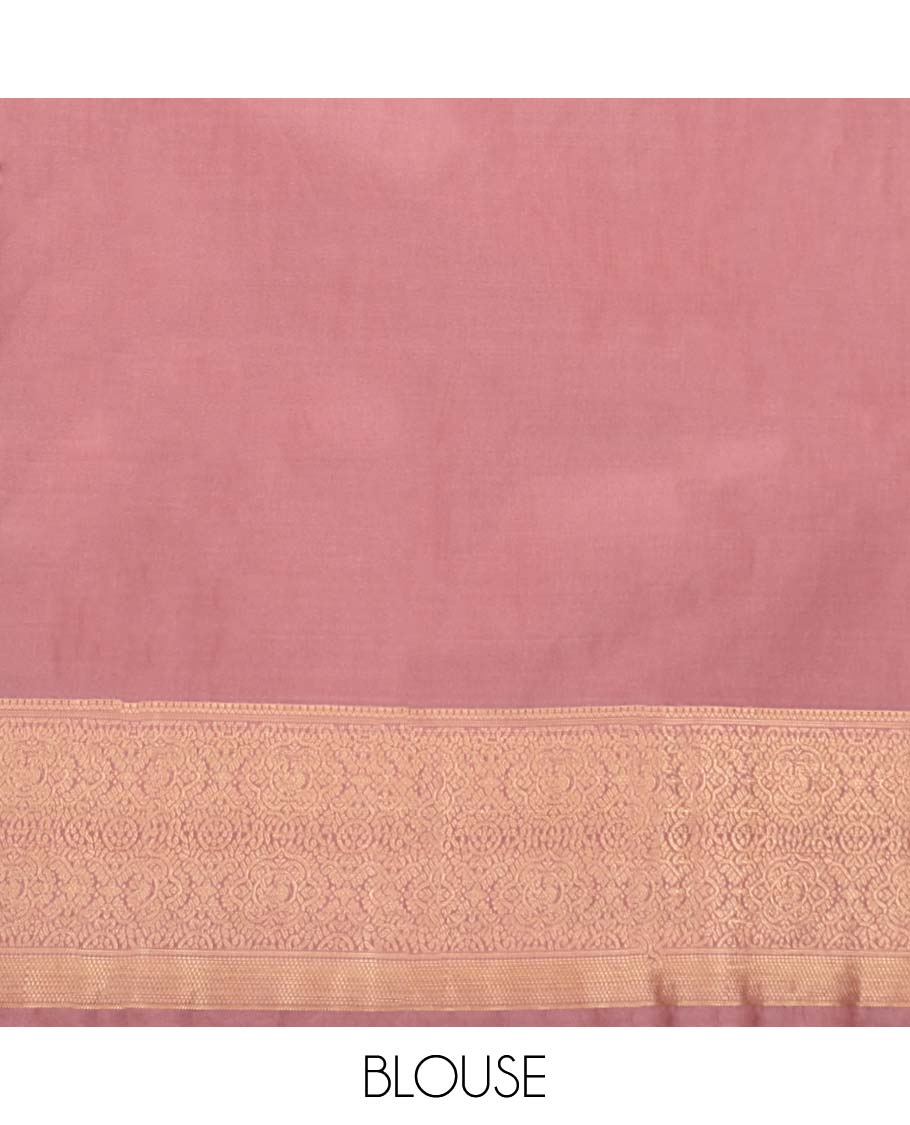 Blue Budget Silk Saree, Adorned with Zari Buttas and Stripes All Over Its Body, Highlighted by Traditional Zari Border, Intricate Pallu and Paired with a Contrast Blouse - Image 4