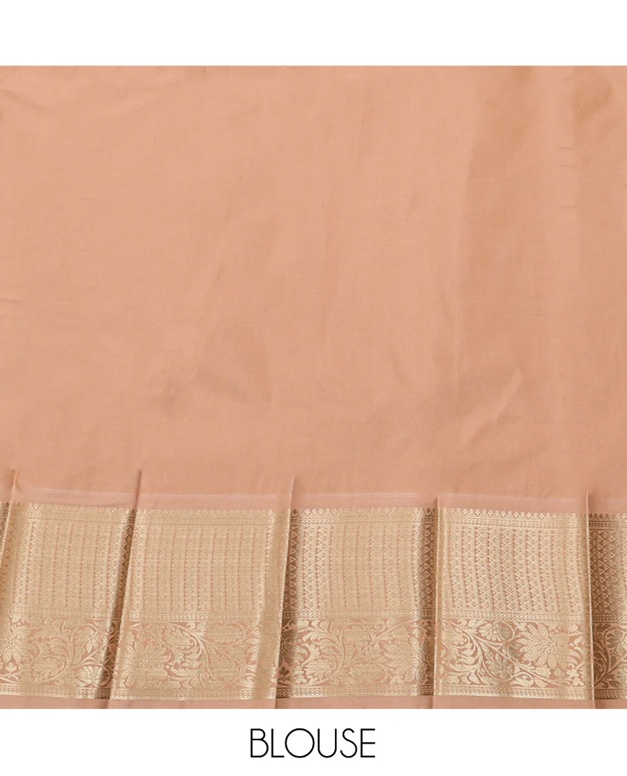 Blue Budget Silk Saree, Adorned with Zari Buttas on Its Body, Complemented by a Contrast Traditional Zari Design Border, Grand Paisley Design Pallu, and Paired with a Contrast Blouse - Image 4