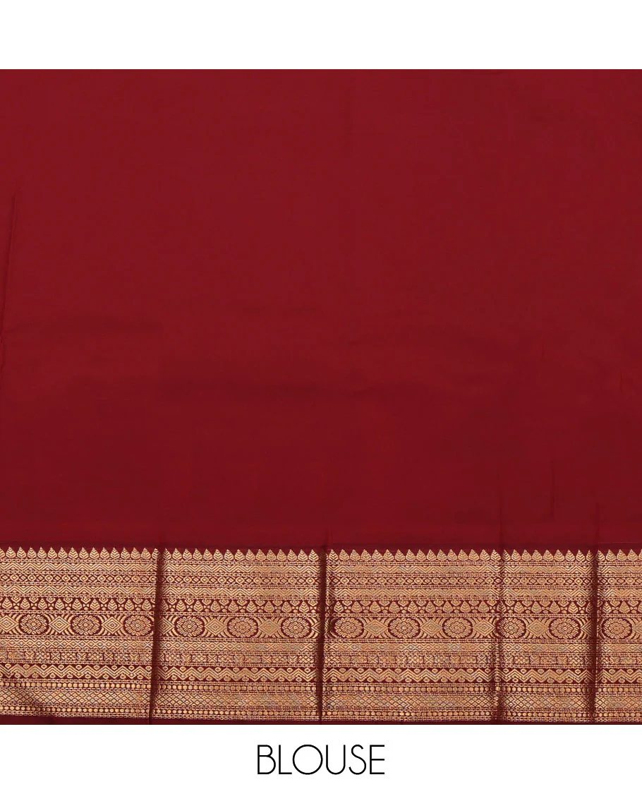 Blue Budget Silk Saree, Beautified with Zari Buttas All Over Its Body, Complemented by a Contrast Traditional Zari Design Border, Intricately Designed Pallu, and Paired with a Contrast Blouse - Image 4
