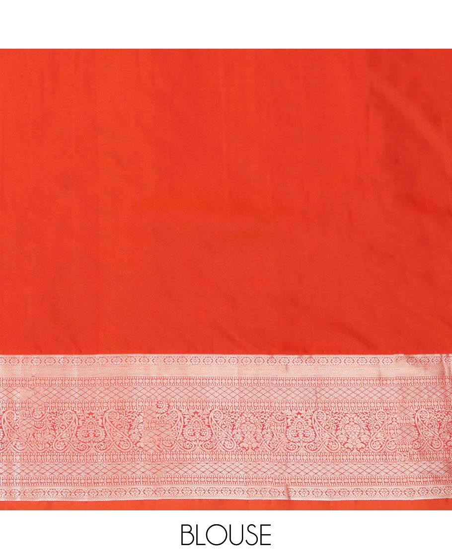 Blue Budget Silk Saree, Beautified with Zari Buttas All Over Its Body, Complemented by a Contrast Traditional Zari Design Border, Intricately Designed Pallu, and Paired with a Contrast Blouse - Image 4