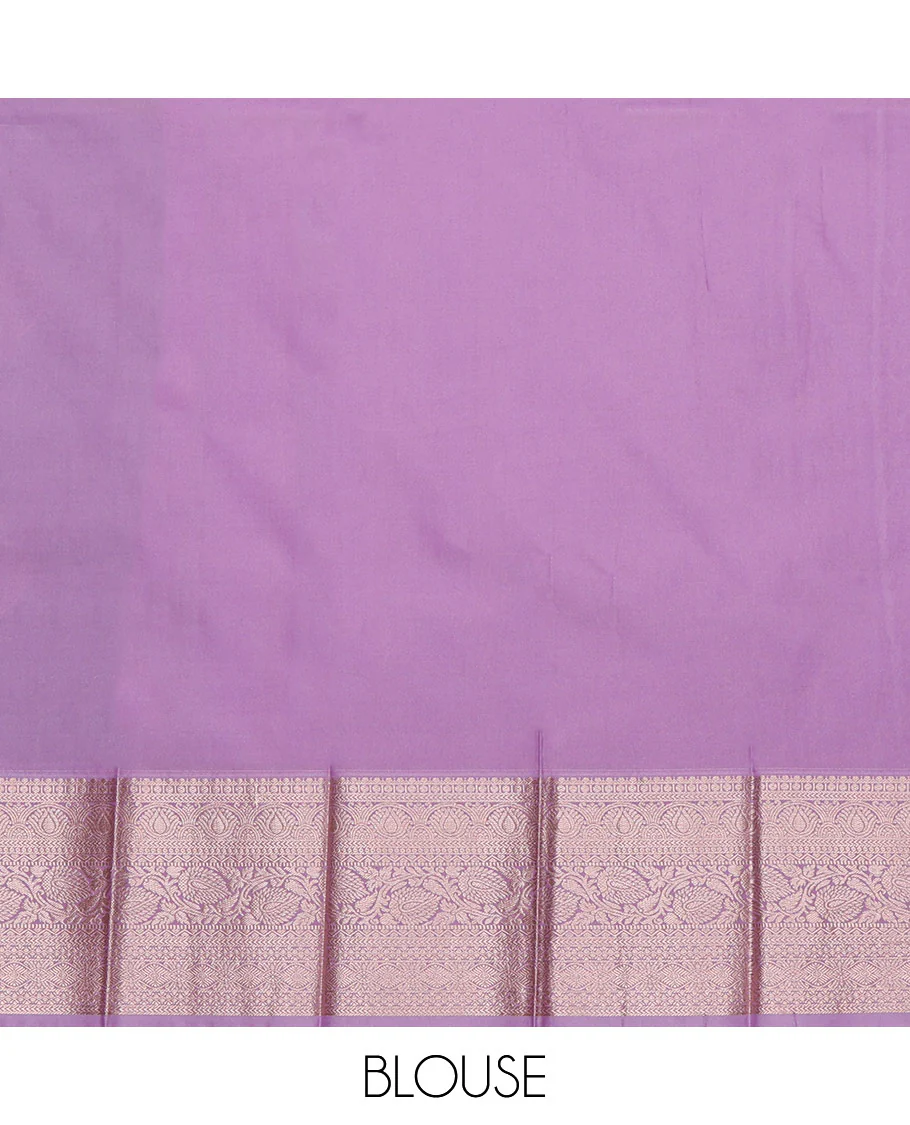 Blue Budget Silk Saree, Bedecked with Paisley Buttas All Over Its Body, Complemented by a Contrast Traditional Zari Design Rettai Pettu Border, Intricate Pallu, and Paired with a Contrast Blouse - Image 4