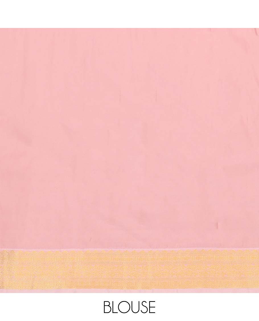 Blue Budget Silk Saree, Boldly Accentuated with Zari Buttas and Stripes All Over Its Body, Complemented by a Contrast Traditional Zari Design Border, Grand Geometric-Patterned Pallu, and Paired with a Contrast Blouse - Image 4