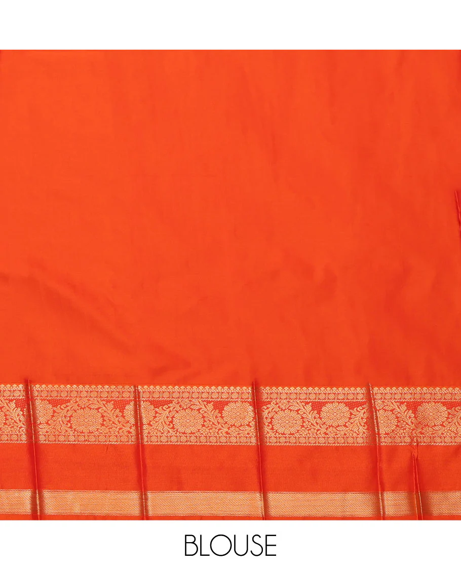 Blue Budget Silk Saree, Dazzled with Zari Buttas and Zari Stripes All Over Its Body, Complemented by a Contrast Traditional Zari Design Rettai Pettu Border, Intricate Pallu, and Paired with a Contrast Blouse - Image 4