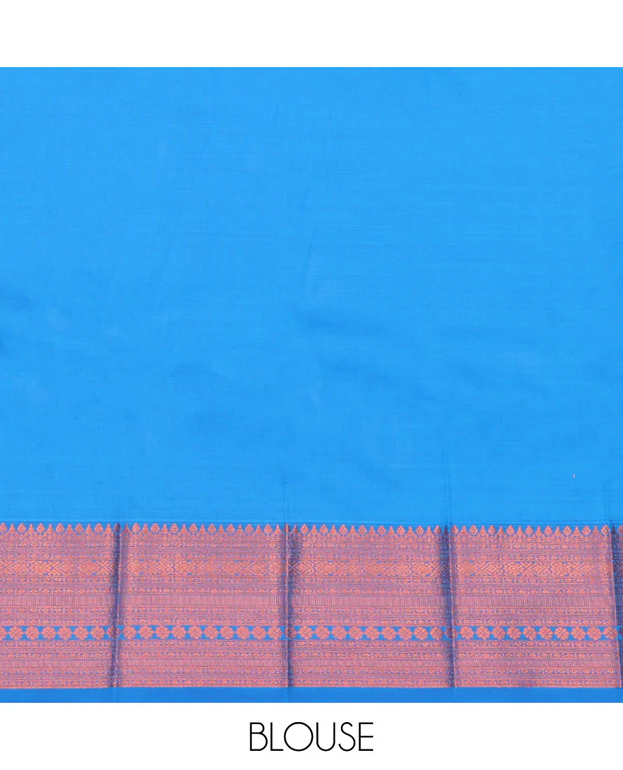 Blue Budget Silk Saree, Decked Up with Zari Buttas and Checks All Over Its Body, Highlighted by a Traditional Zari Design Border, Grand Pallu, and Paired with a Matching Blouse - Image 4