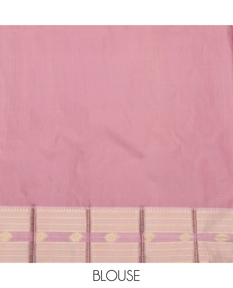 Blue Budget Silk Saree, Decked Up with Zari Buttas, Complemented by a Contrast Traditional Zari Design Border, Geometric Pallu, and a Contrast Blouse - Image 4