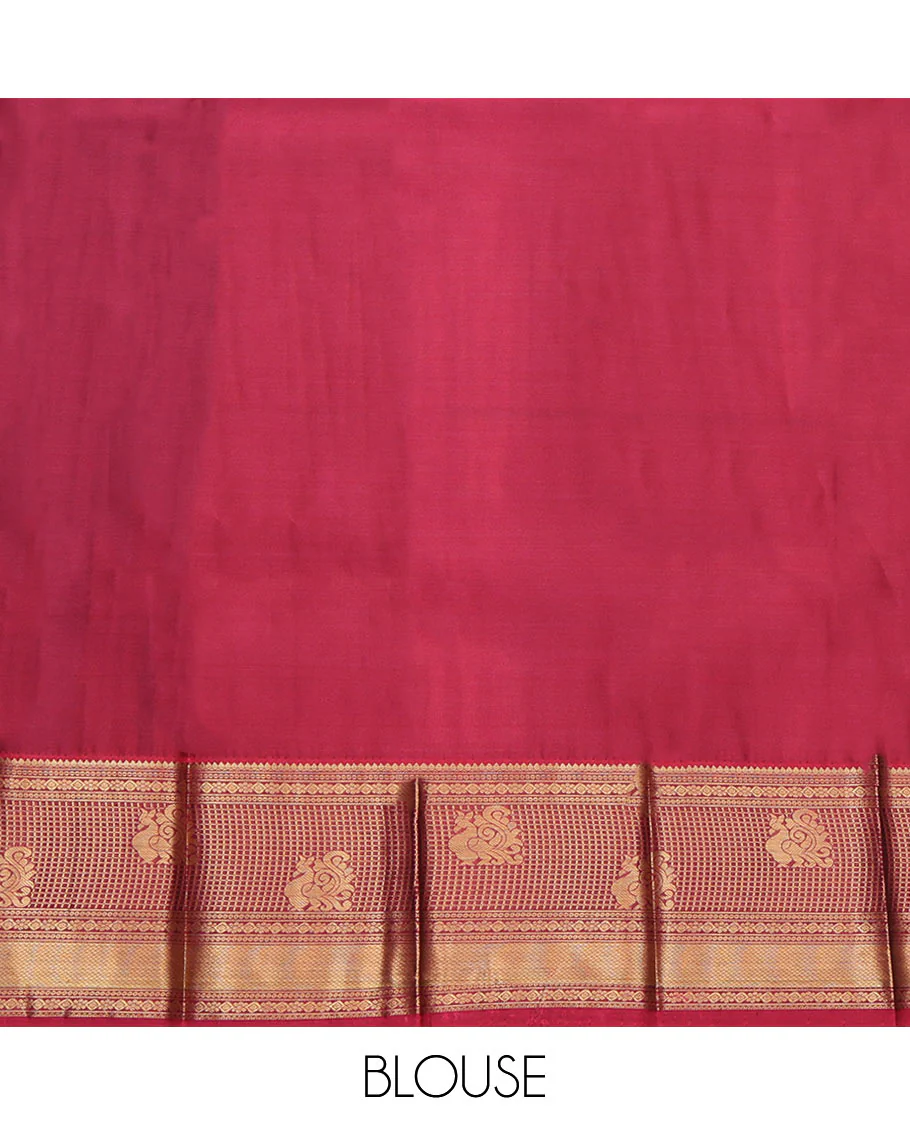 Blue Budget Silk Saree, Decorated with Zari Buttas All Over Its Body, Complemented by a Contrast Traditional Zari Design Border, Intricate Jaal Patterned Pallu, and Paired with a Contrast Blouse - Image 4