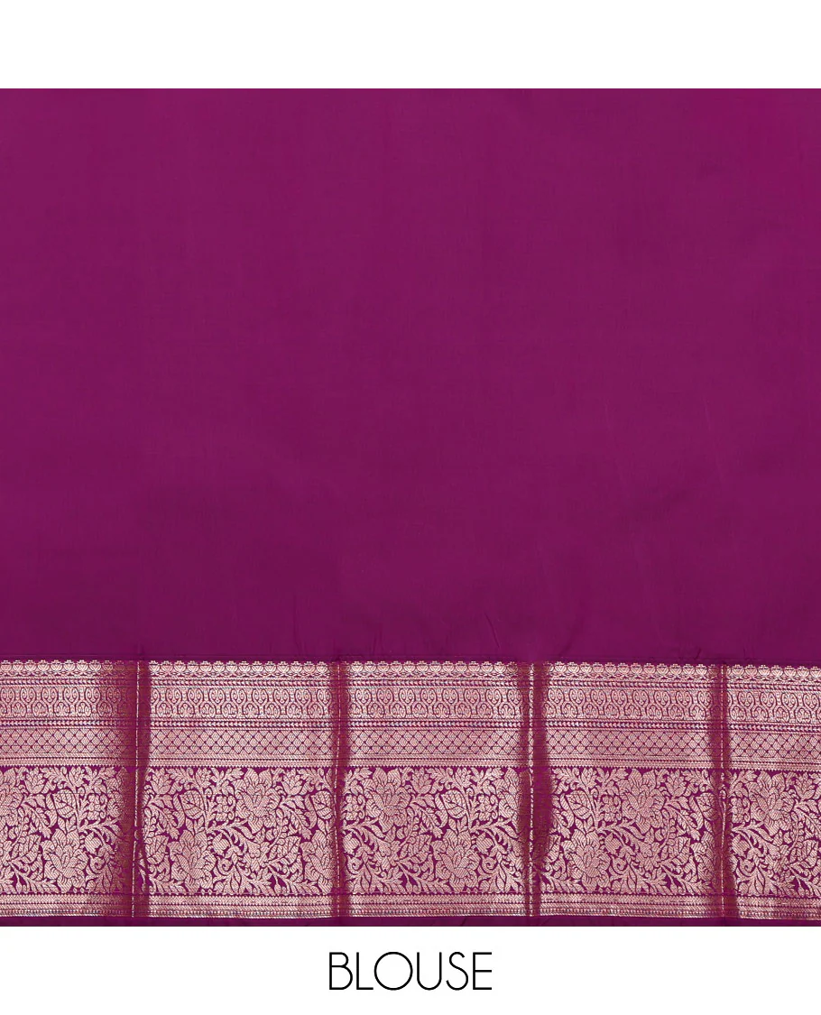 Blue Budget Silk Saree, Detailed with Zari Buttas All Over Its Body, Complemented by a Contrast Traditional Zari Design Border, Intricately Designed Pallu, and Paired with a Contrast Blouse - Image 4