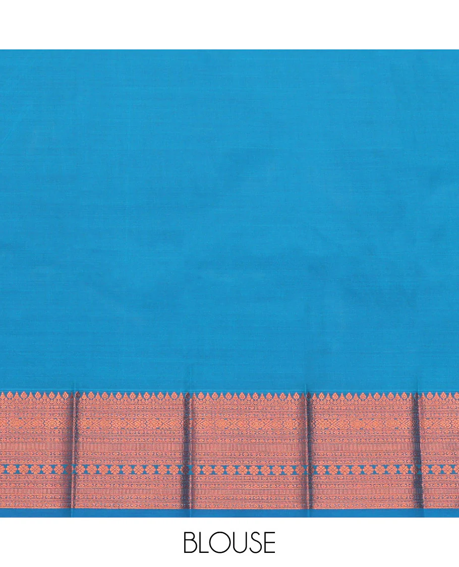 Blue Budget Silk Saree, Detailed with Zari Buttas and Checks All Over Its Body, Highlighted by a Traditional Zari Design Border, Grand Pallu, and Paired with a Matching Blouse - Image 4