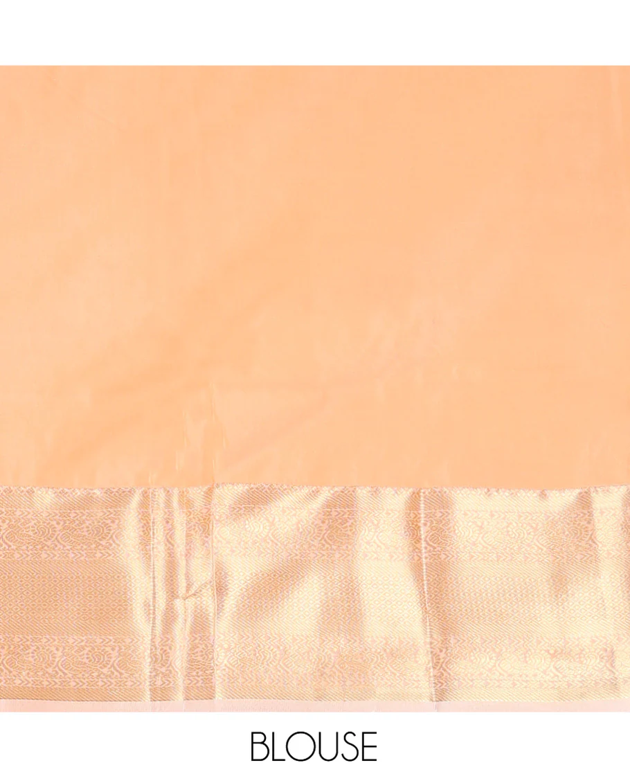 Blue Budget Silk Saree, Detailed with Zari Buttas on Its Body, Complemented by a Contrast Traditional Zari Design Border, Intricately Designed Pallu, and Paired with a Contrast Blouse - Image 4