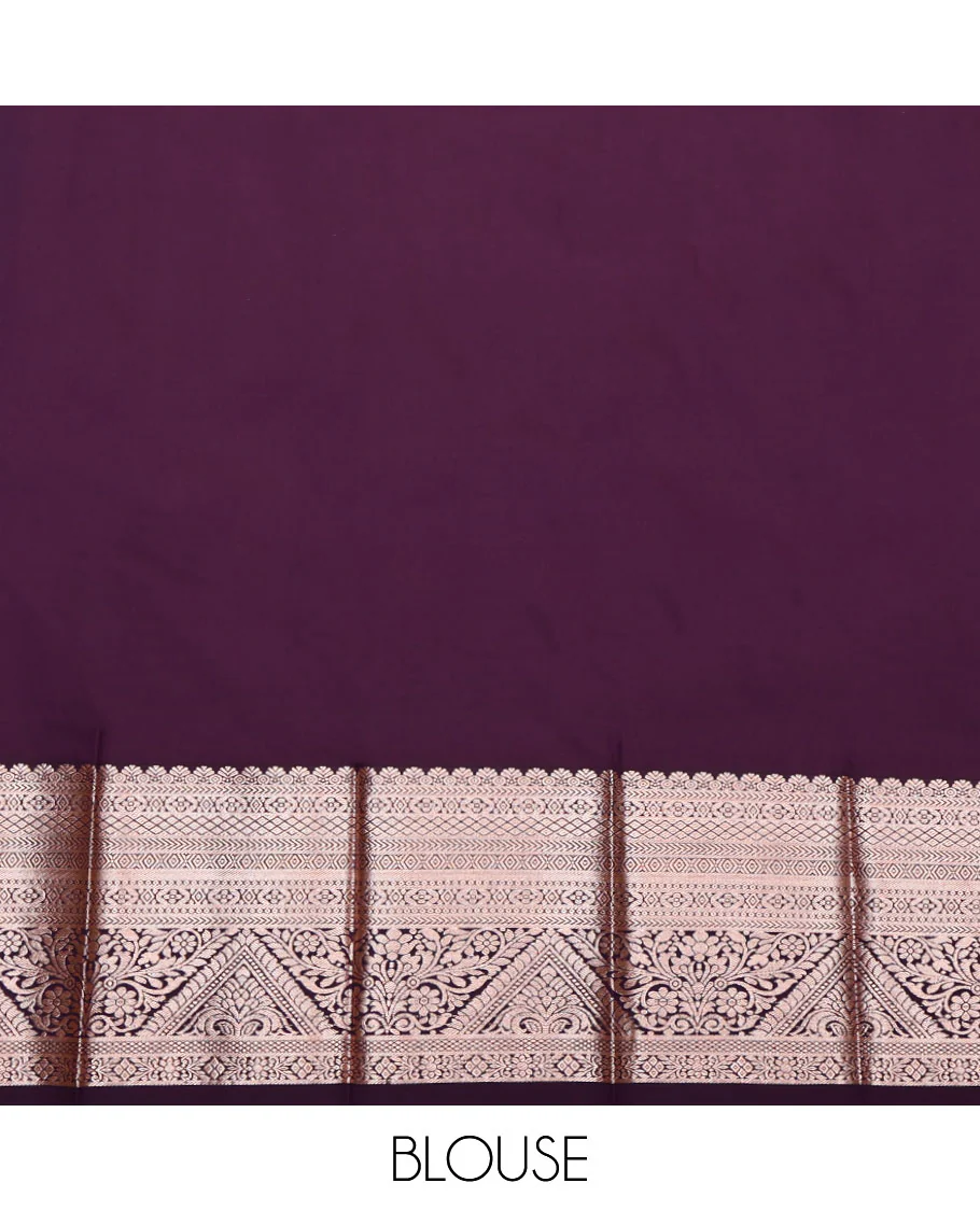 Blue Budget Silk Saree, Embellished with Leaf Buttas, Complemented by a Contrast Traditional Zari  Border, Grand Pallu, and a Contrast Blouse - Image 4