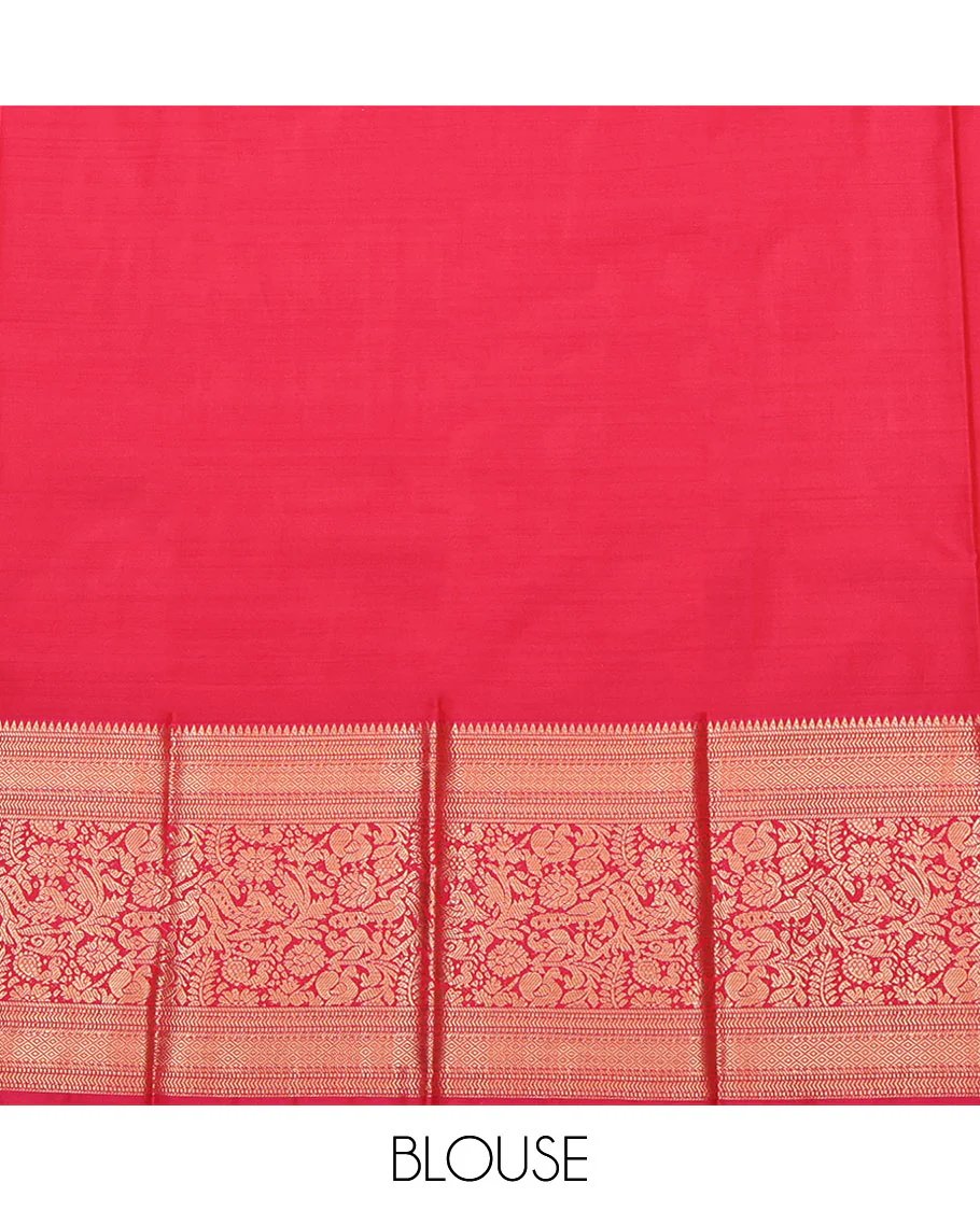 Blue Budget Silk Saree, Embellished with Zari Buttas and Stripes All Over Its Body, Highlighted by a Traditional Zari Design Big Border, Contrast Pallu of Jaal Designs, and Paired with a Contrast Blouse - Image 4