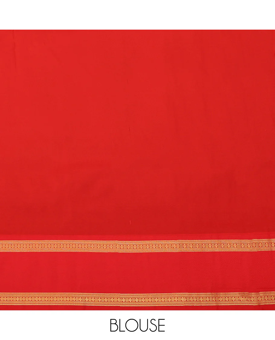 Blue Budget Silk Saree, Embellished with Zari Buttas, Complemented by a Contrast Traditional Zari Design Border, Grand Jaal Design Pallu, and Paired with a Contrast Blouse - Image 4
