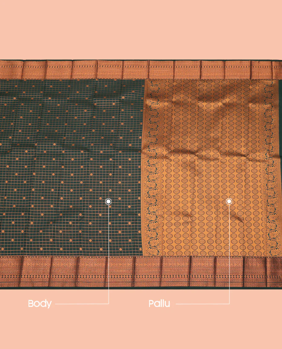 Blue Budget Silk Saree, Features Zari Buttas and Checks All Over Its Body, Highlighted by a Traditional Zari Design Border, Grand Jaal Pallu, and Paired with a Matching Blouse - Image 3