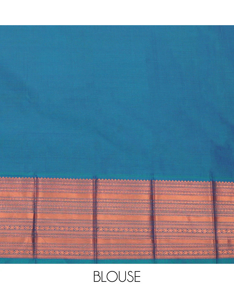 Blue Budget Silk Saree, Features Zari Buttas and Checks All Over Its Body, Highlighted by a Traditional Zari Design Border, Grand Jaal Pallu, and Paired with a Matching Blouse - Image 4