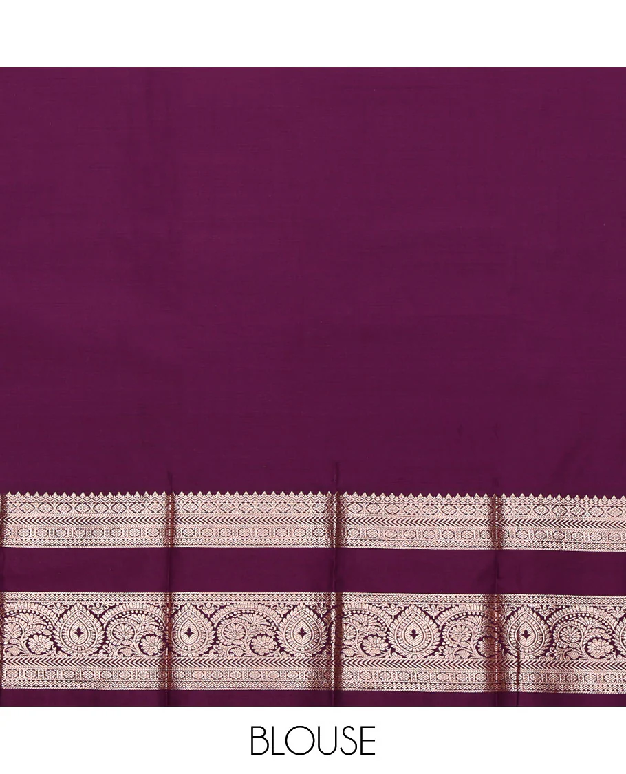 Blue Budget Silk Saree, Featuring Zari Buttas All Over Its Body, Complemented by a Contrast Traditional Zari Design Border, Intricately Designed Pallu, and Paired with a Contrast Blouse - Image 4