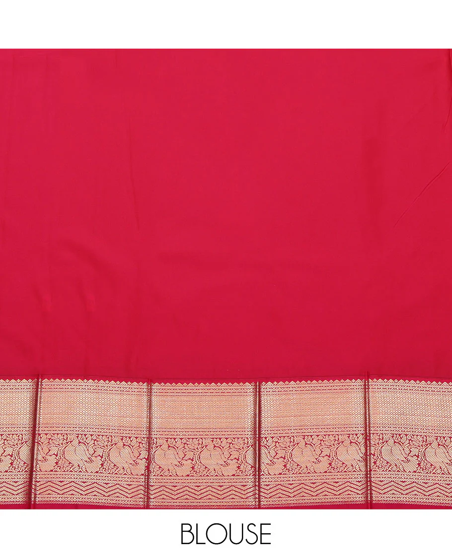 Blue Budget Silk Saree, Gleamed Up with Zari Buttas on Its Body, Complemented by a Contrast Traditional Zari Design Border, Pallu of Intricate Designs, and Paired with a Contrast Blouse - Image 4