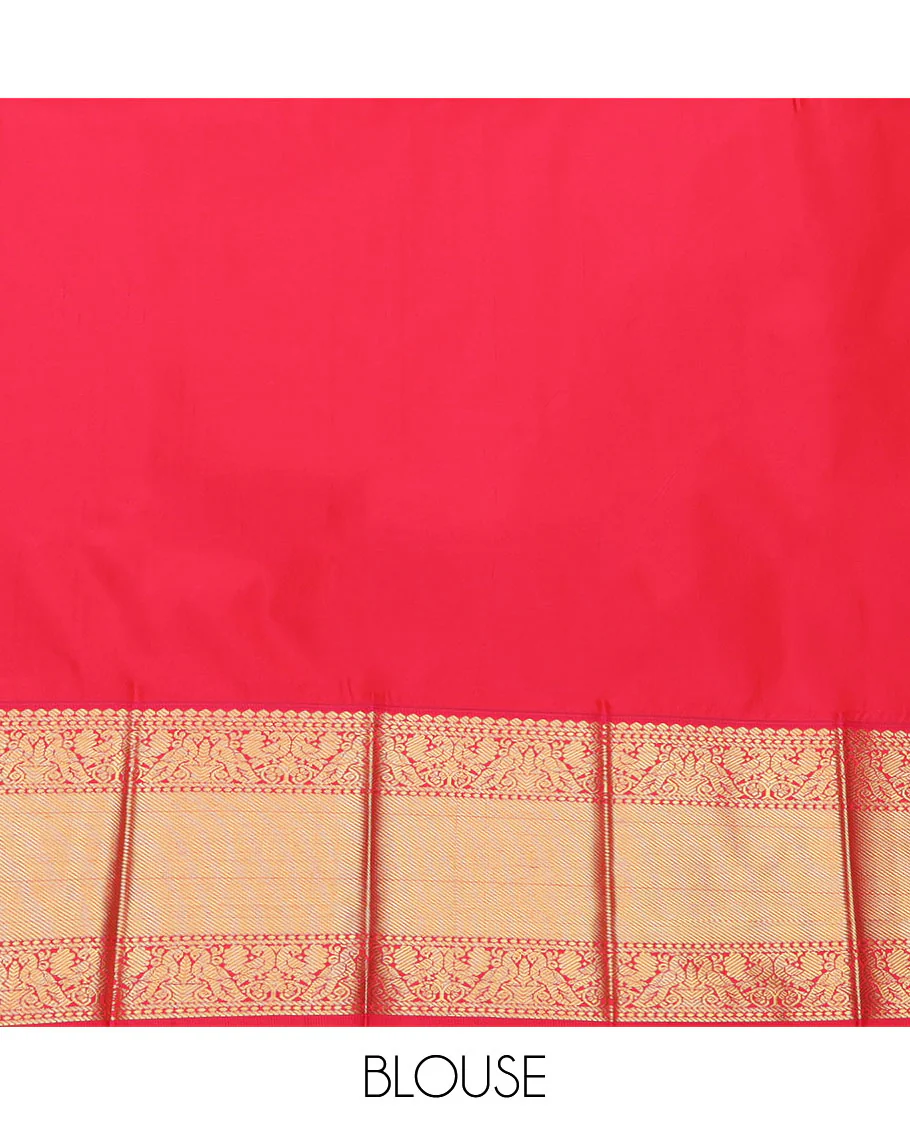 Blue Budget Silk Saree, Impeccably Styled with Zari Buttas on Its Body, Complemented by a Contrast Traditional Zari Design Border, Grand Jaal Pallu, and Paired with a Contrast Blouse - Image 4