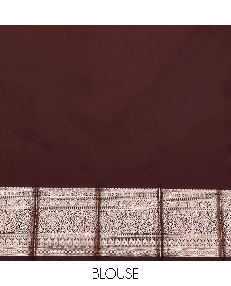 Blue Budget Silk Saree, Woven with Zari Buttas, Complemented by a Contrast Traditional Zari Border, Intricately Designed Pallu, and a Contrast Blouse - Image 4