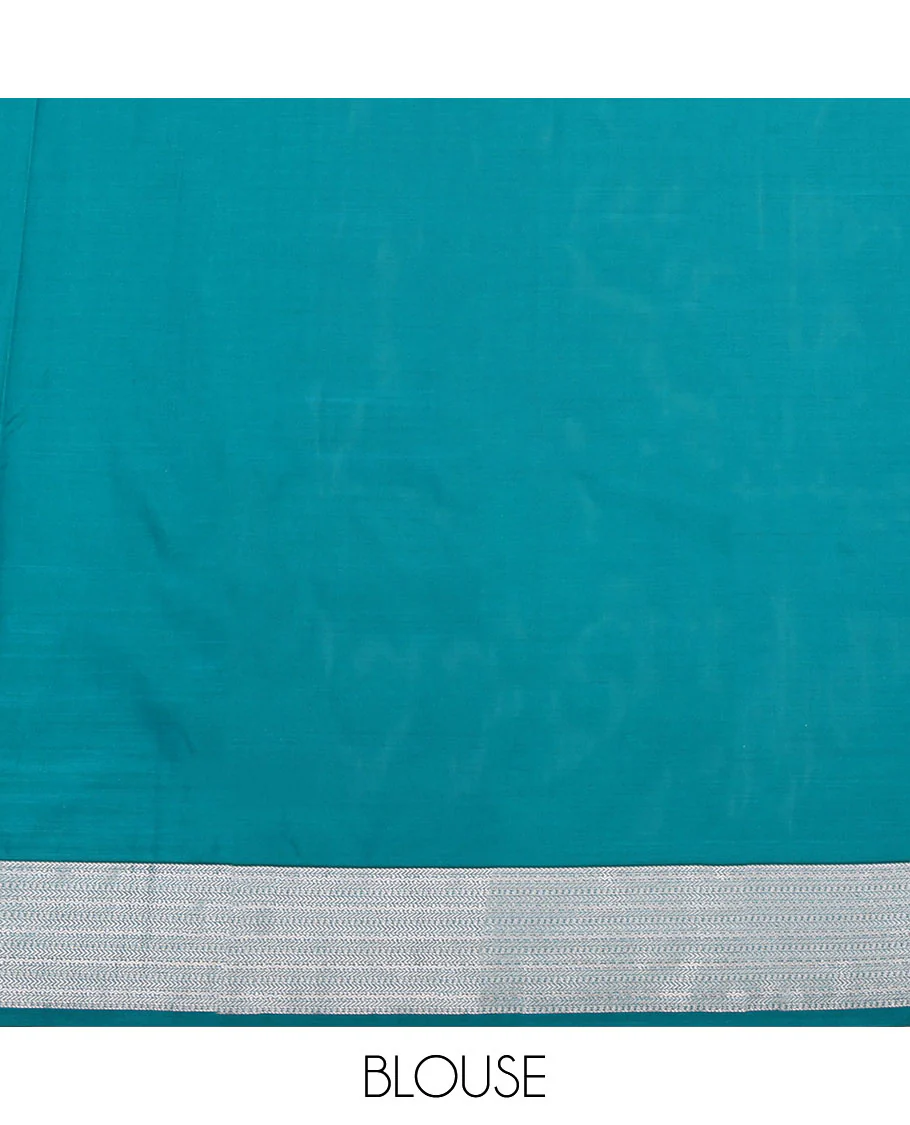 Blue Budget Silk Saree, Woven with Zari Stripes All Over Its Body, Highlighted by a Traditional Zari Design Border, Contrast Pallu of Intricate Designs, and Paired with a Contrast Blouse - Image 4