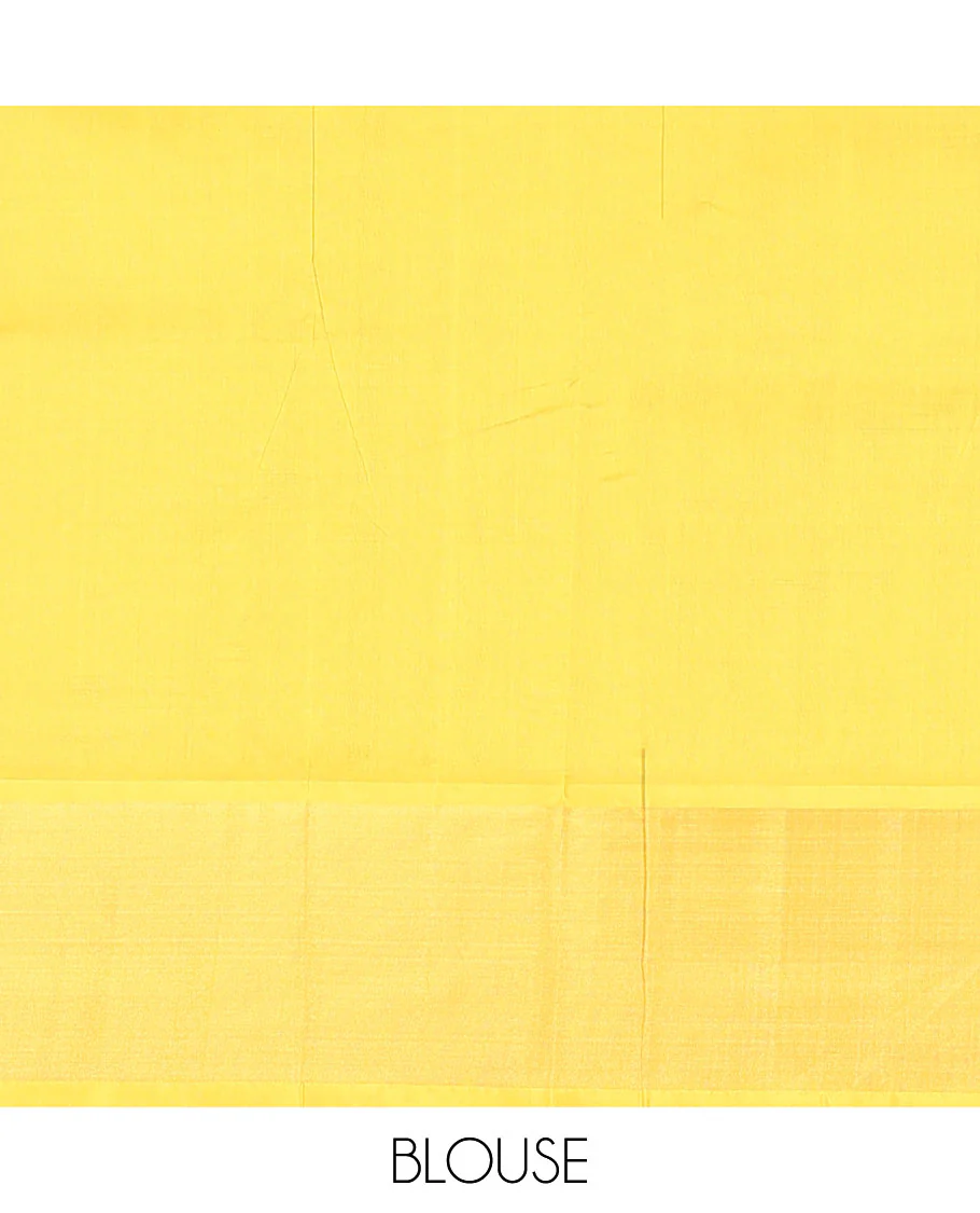 Blue Kuppadam Cotton Saree, Beautified with Zari Buttas on Its Body, Highlighted  by Bavanji Zari Border, Complemented by Contrast Ogee Patterned Pallu, and Paired with a Contrast Blouse - Image 4