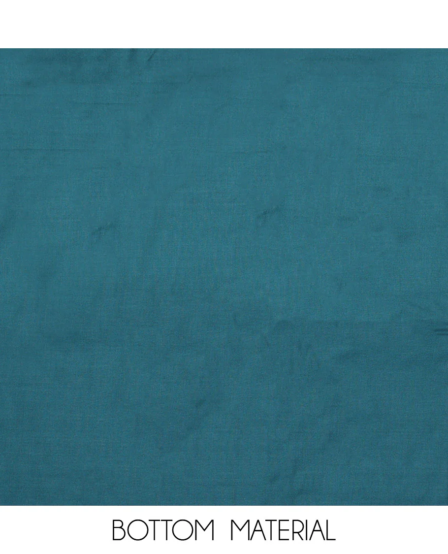 Blue Material Chudidar Set, Beautified with Floral Abstract Print and Neck Embroidery on Cotton Top, a Contrast Plain Cotton Bottom, and Paired with a Plain Dupatta - Image 3