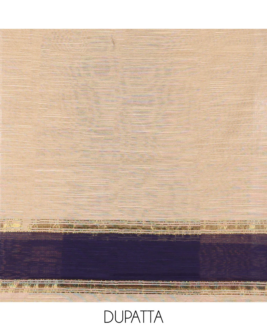Blue Material Chudidar Set, Subtly Sparkled with Zari Checks All Over Its Semi-Silk Top, Comes with a Subtle Plain Bottom, and a Contrast Semi-Silk Dupatta of Zari Border and Tassels - Image 5