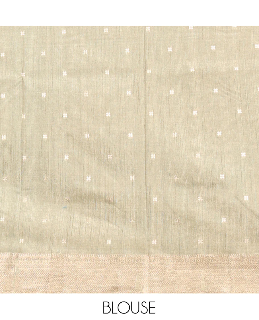 Blue Matka Silk Saree, Crafted with Flower Buttas All Over Its Body, Complemented by a Contrast Border of Traditional and Muniya Designs, Pallu of Floral Designs, and Paired with Contrast Blouse - Image 5