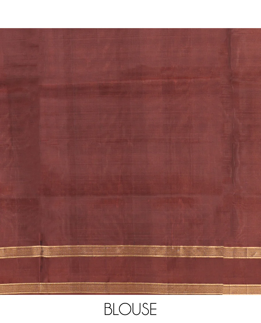 Blue Mayuri Lite Silk Mix Saree, Beautifully Bedecked with Zari Buttas All Over Its Body, Complemented by a Contrast Rettai Pettu Border, Pallu of Intricate Designs, and Paired with a Contrast Blouse - Image 6