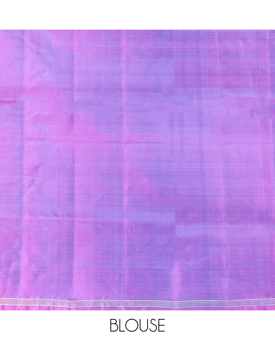 Blue Mayuri Lite Silk Mix Saree, Decorated with Arumbu Manga Buttas All Over Its Body, Highlighted by a Piping Border, Complemented by a Contrast Pallu of Intricate Designs, and Paired with a Contrast Blouse - Image 6