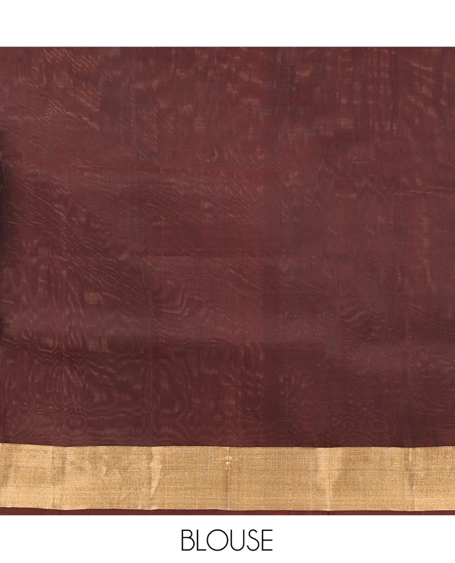 Blue Mayuri Lite Silk Mix Saree, Sparsely Woven with Zari Buttas on Its Body, Highlighted by Zari Bavanji Border, Complemented by a Contrast Pallu of Jaal Designs, and Paired with a Contrast Blouse - Image 6