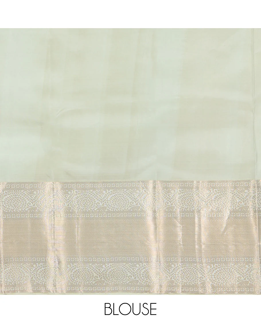 Blue Vasundhara Lite Silk Mix Saree, Elegantly Highlighted with Zari Buttas on Its Body, Complemented by a Contrast Zari Border of Banaras, Paisa, and Mayil Designs, Intricately Designed Pallu, and Paired with a Contrast Blouse - Image 6