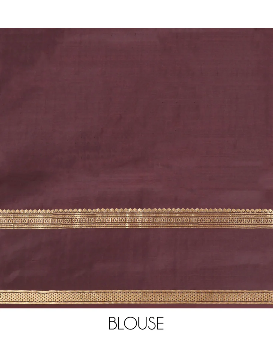 Blue Vasundhara Silk Saree, Elegantly Framed with Zari Buttas All Over Its Body, Complemented by a Contrast Border of Thilakam Mokku, Neli, Kathir, and Ara Maadam Designs, Grand Pallu, and Paired with a Contrast Blouse - Image 6