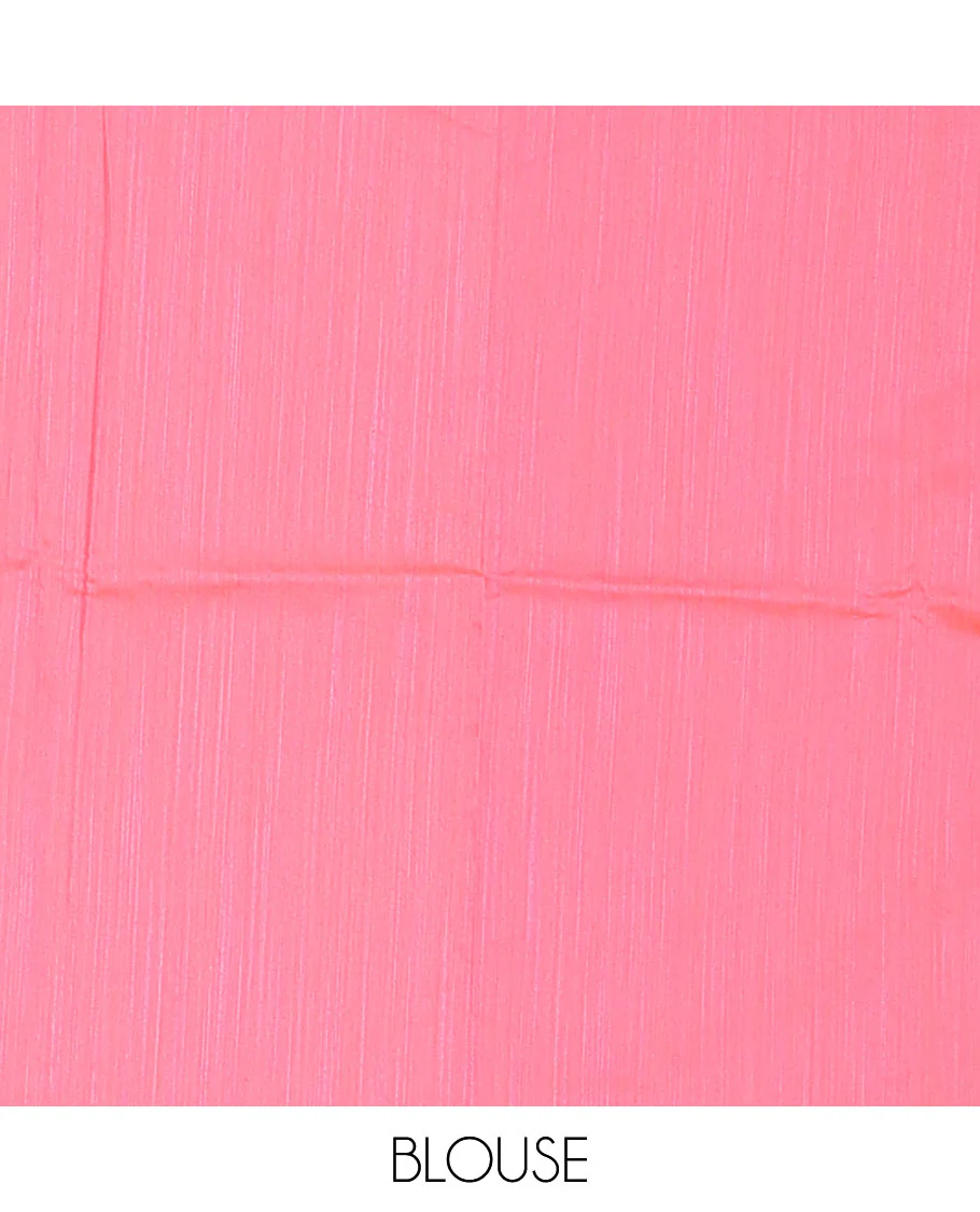 Borderless black-pink color floral printed fendy chiffon saree, contrast plain blouse - Image 4