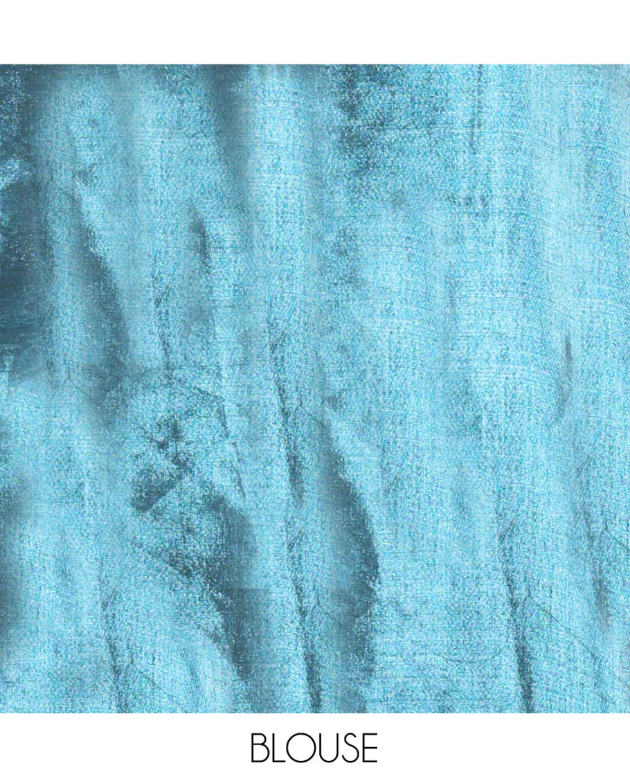 Borderless Blue Khadi Tissue Silk Saree, Adorned with Sequins On Its Body, a Self-Pallu and Paired with a Matching Blouse - Image 3