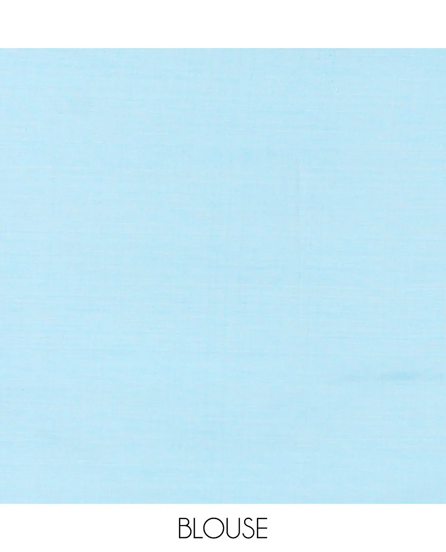 Borderless Blue South Cotton Saree Enriched with Floral Motifs Printed All Over Its Body, and Paired with One Matching Blouse, and One Contrast Ogee Patterns Printed Blouse - Image 4