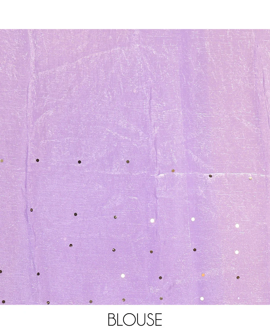 Borderless Lavender Fendy Chiffon Saree, Gleamed Up with Sequin Work on Its Body, Highlighted by a Self-Pallu of Sequin Work, and Paired with a Matching Blouse - Image 3