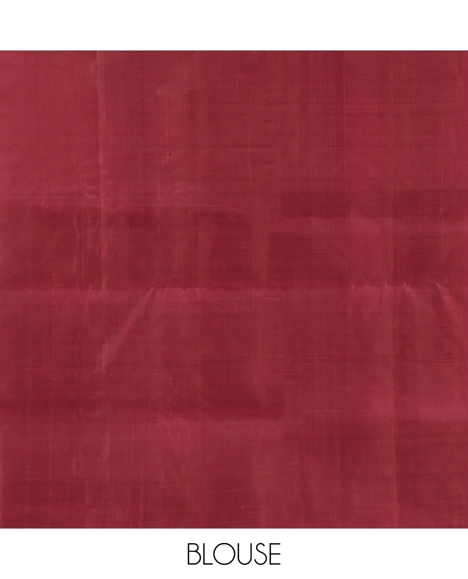 Borderless Maroon Mayuri Soft Silk Saree, Adorned with Buttas All Over Its Body, a Self-Pallu of Geometric Patterns, and Paired with a Matching Blouse - Image 6