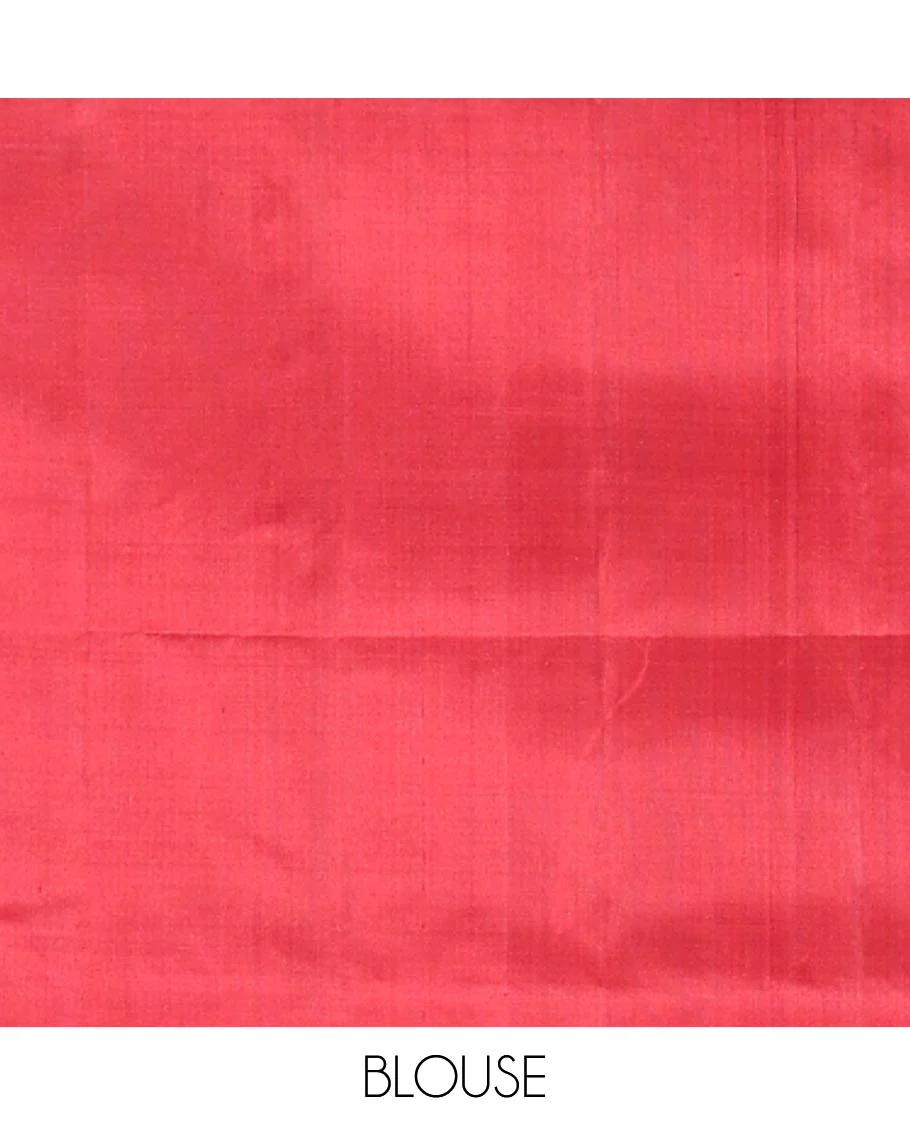Borderless Maroon Mayuri Soft Silk Saree, Beautified with Buttas and Stripes All Over Its Body, Complemented by Contrast Pallu of Vanki Designs, and Paired with Matching Blouse - Image 6