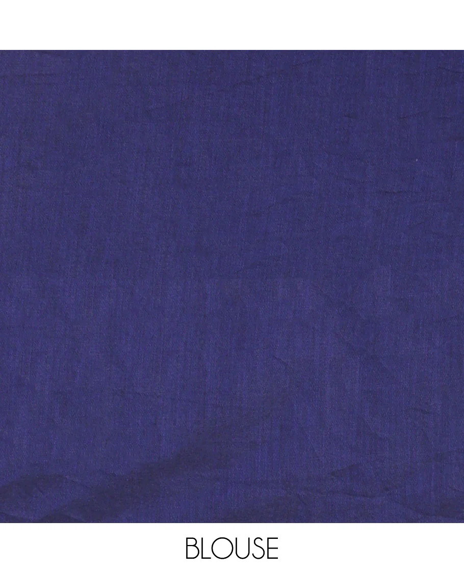Borderless Navy Blue Mul Cotton Saree, Subtly Sparkled With Big Sequins Work On Its Body, a Self-Pallu and Paired with a Matching Blouse - Image 3